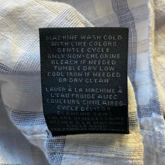 Magaschoni Man Neutral Check Linen Blend Casual Button Down Size M - Picture 7 of 9